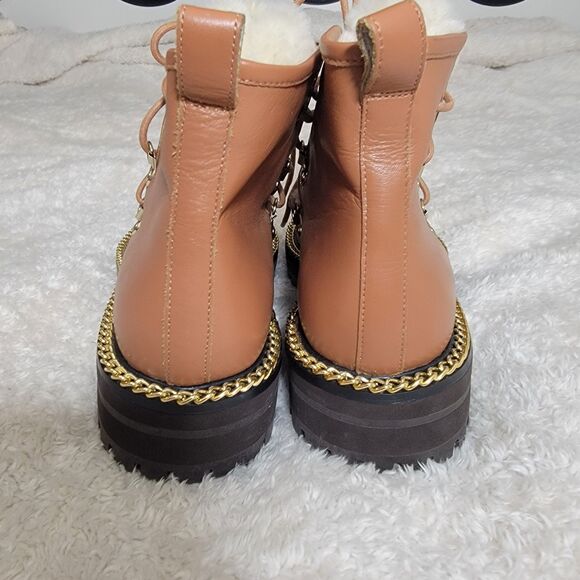Cecelia New York Trekker Boot with Genuine Shearling Trim Sz 7 EUC Combat Chunky - Picture 5 of 14